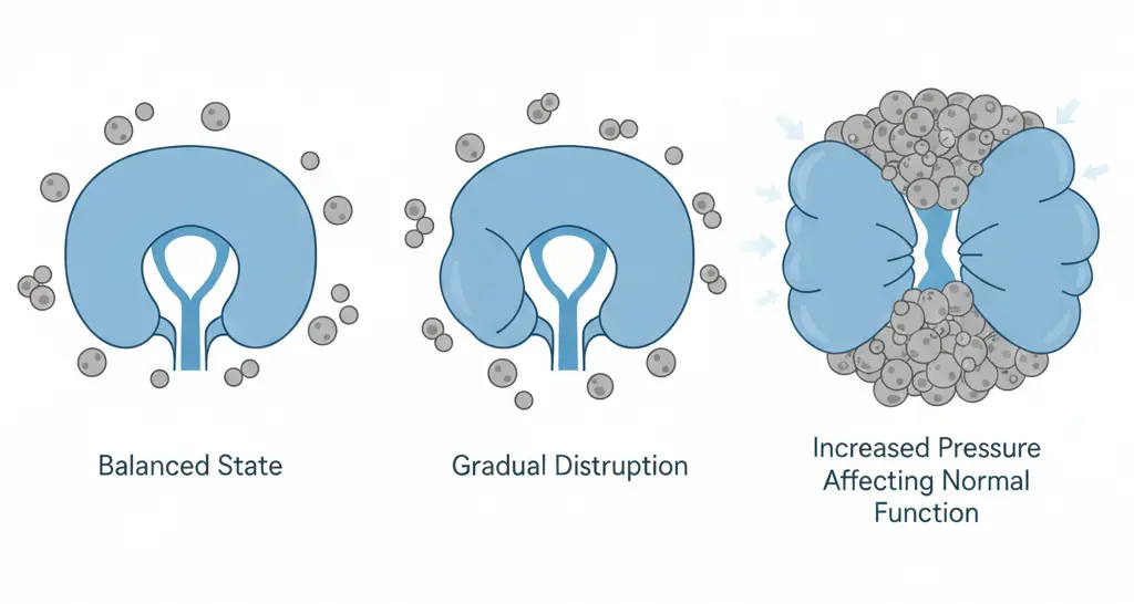 Illustration representing a gradual progression over time